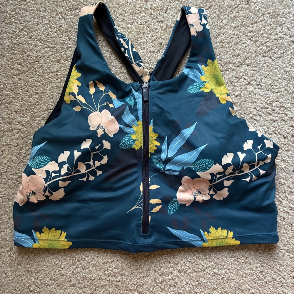 Floral Zip-Front NURSING Swim Top
